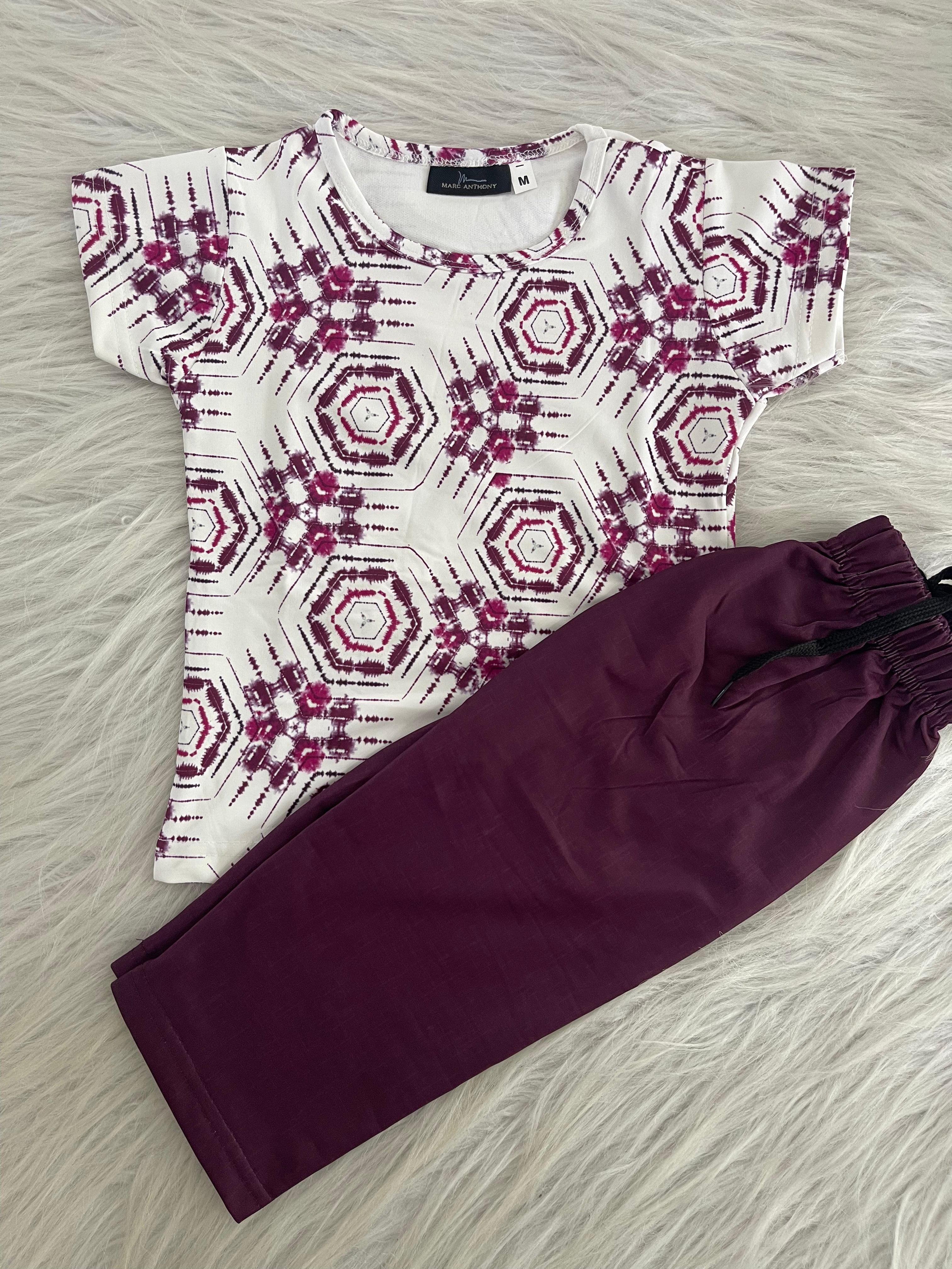 PRINTED TOP AND PLAIN PANT 1999