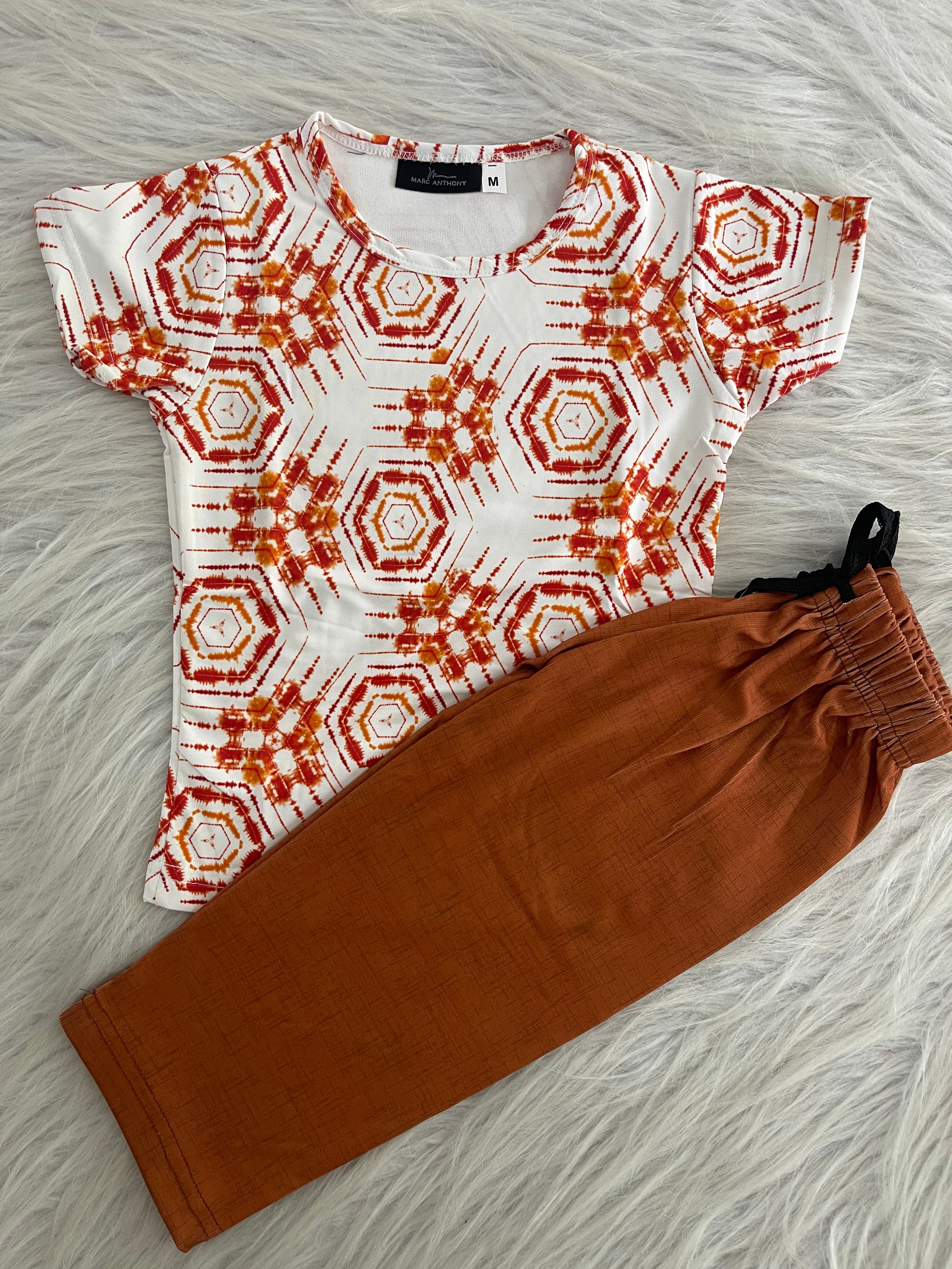 PRINTED TOP AND PLAIN PANT 1999