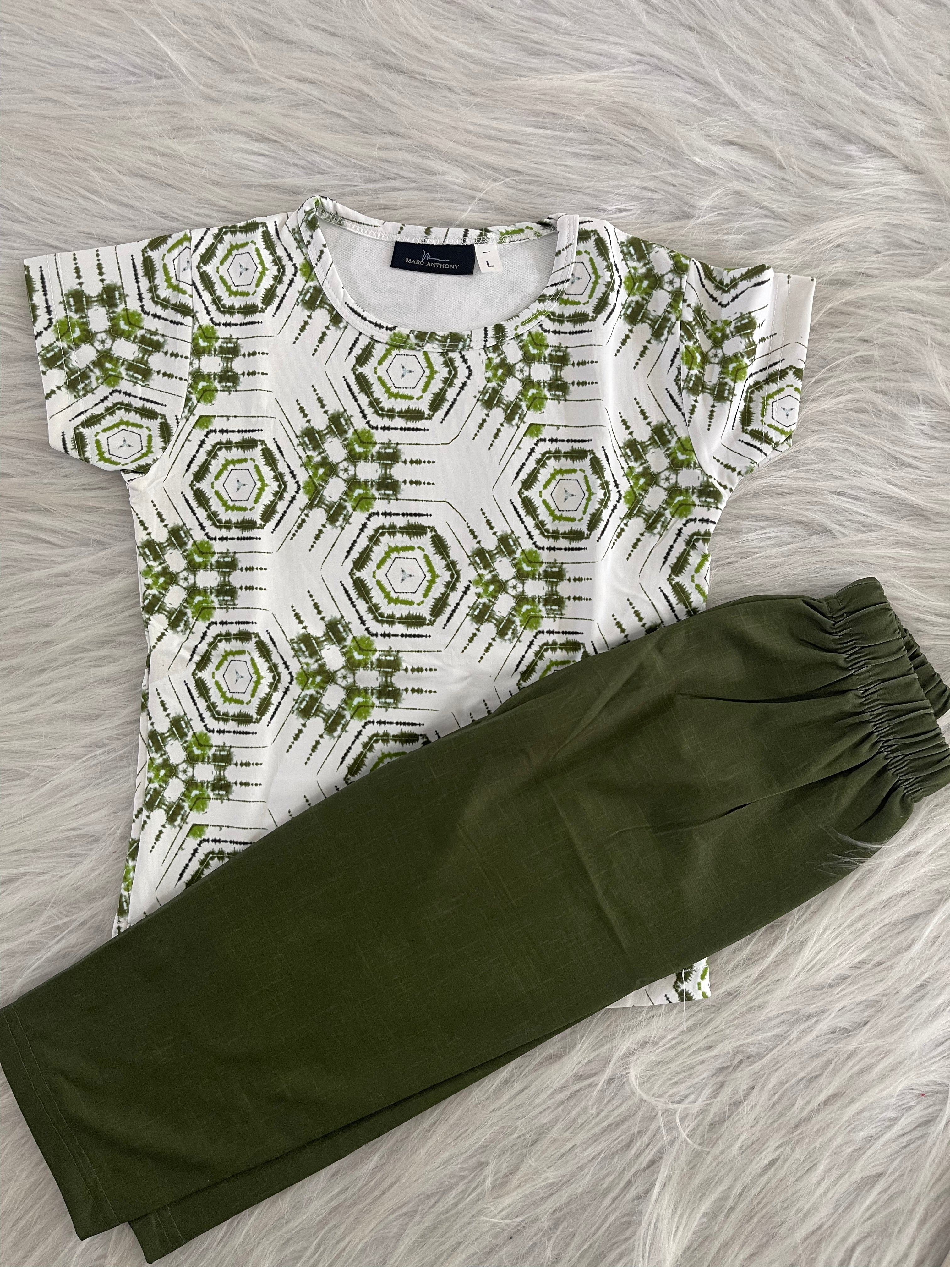 PRINTED TOP AND PLAIN PANT 1999